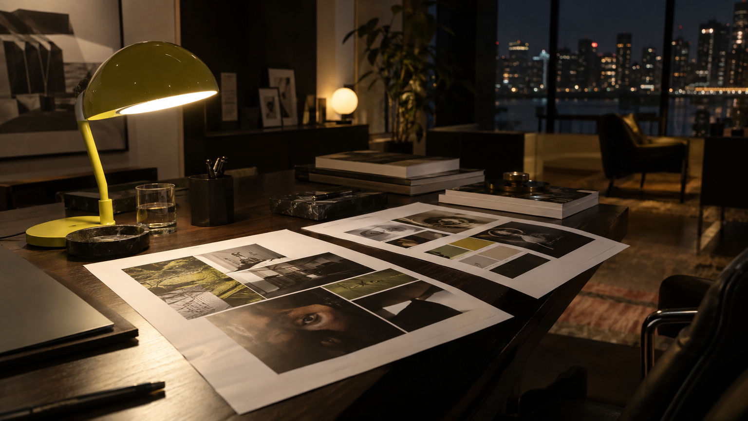 A brand audit on a dark desk